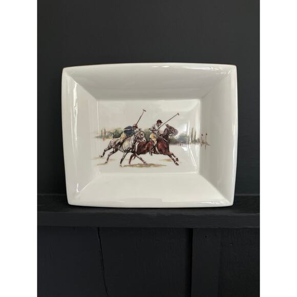 Ralph Lauren Polo Scene Equestrian Wedgwood Bone China 8 inch Tray Trinket Dish - Picture 11 of 11